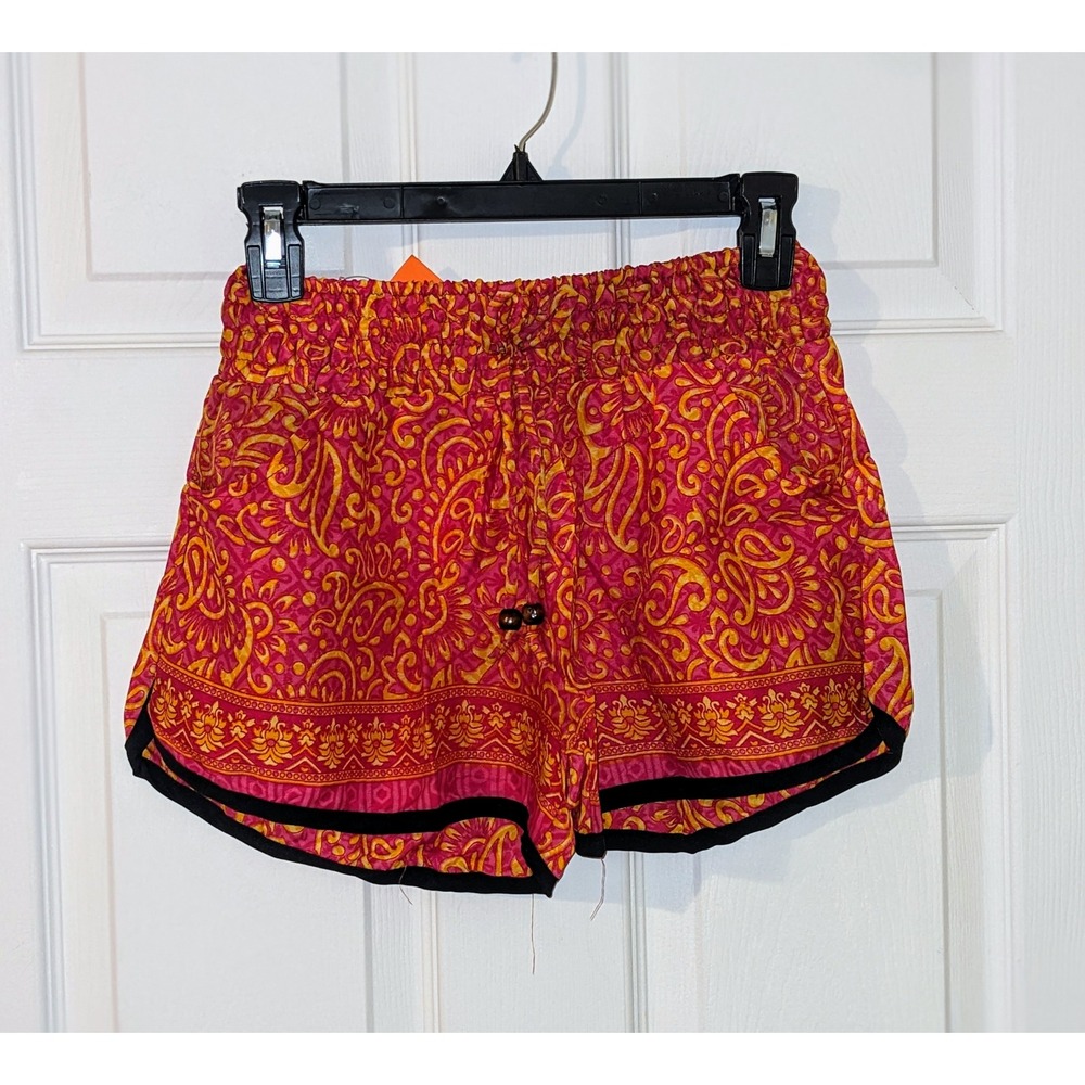Junglee Billee Paisley Print Shorts Elastic Waist‎ Beach Cover  NWT Size S/M